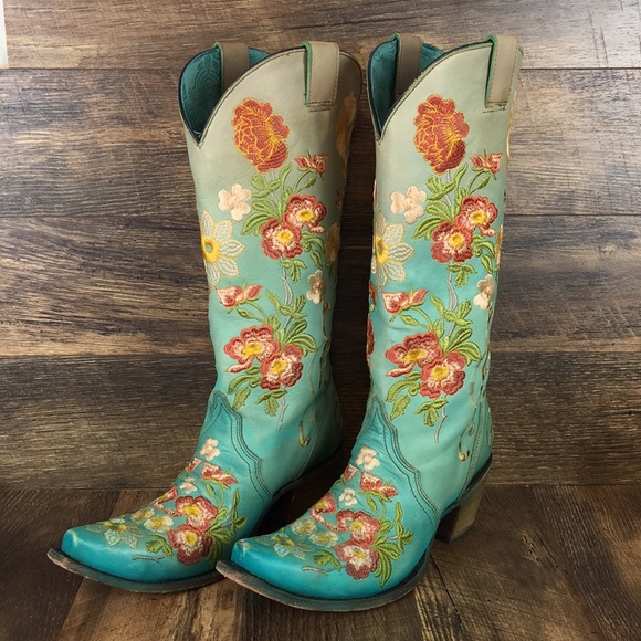 Corral Shoes - Corral Floral Embroidered Western Boots Women Sz 9